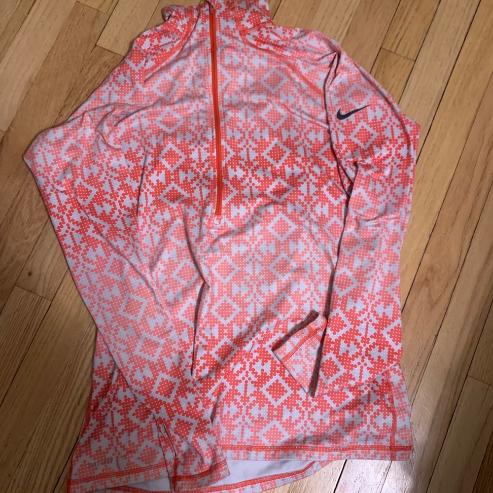 Nike coral and pink quarter zip warm up jacket